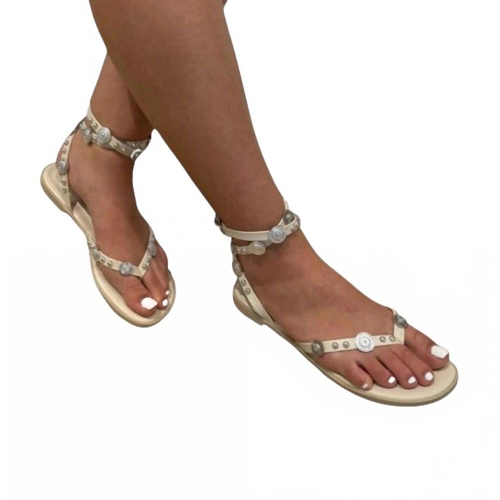 NEW LOVE RIO women's lindy gladiator flat sandals in off white